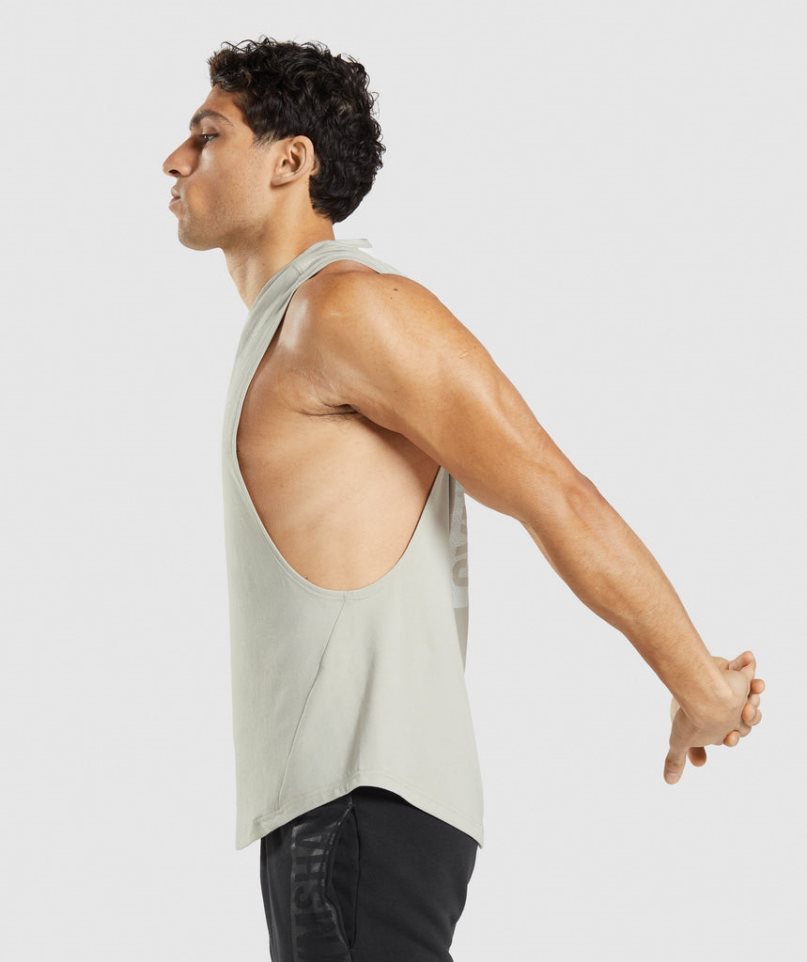 Men's Gymshark Bold Drop Arm Tanks Beige | NZ 0LAFNZ